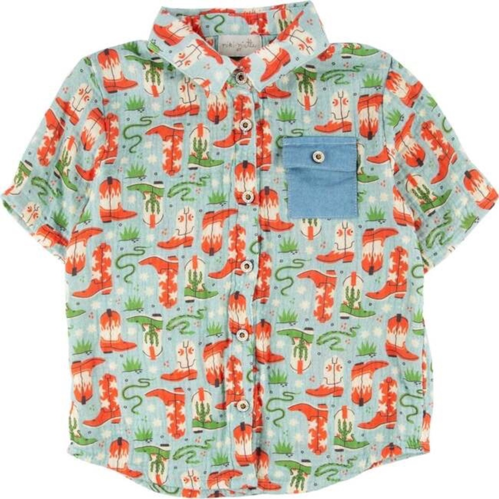 MIKI MIETTE Jerry Button Up Howdy Baby Shirt